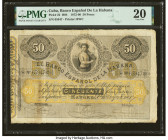 Cuba El Banco Espanol de la Habana 50 Pesos 1.8.188(7?) Pick 22 PMG Very Fine 20. An almost improbable banknote to find in issued format, and only the...