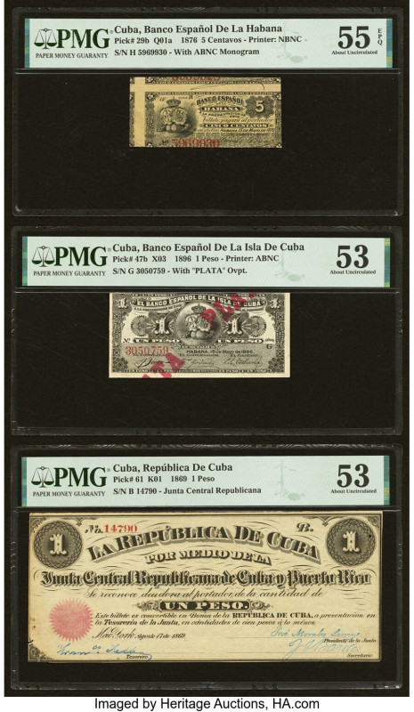 Cuba El Banco Espanol de la Habana; Banco De La Isla Cuba; Republica De Cuba 5 C...