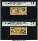 Cuba El Banco Espanol de la Habana 50 Centavos 15.5.1876; 28.10.1889 Pick 32b; 33b Two Examples PMG Choice Uncirculated 63; About Uncirculated 55 EPQ....