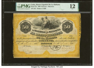 Cuba El Banco Espanol de la Habana, Matanzas 50 Pesos 30.6.1868 Pick 37a PMG Fine 12. This excellent and extremely rare series can be found with a num...
