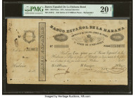 Cuba Banco Espanol de la Habana Bond 100 Pesos ND (1857) Pick Unlisted Remainder PMG Very Fine 20 Net. An excellent large format bond, from a rarely s...