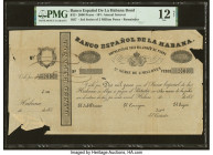 Cuba Banco Espanola de la Habana Bond 2000 Pesos 1857 Pick Unlisted Remainder PMG Fine 12 Net. A rarely seen bond, printed in large format. This is a ...