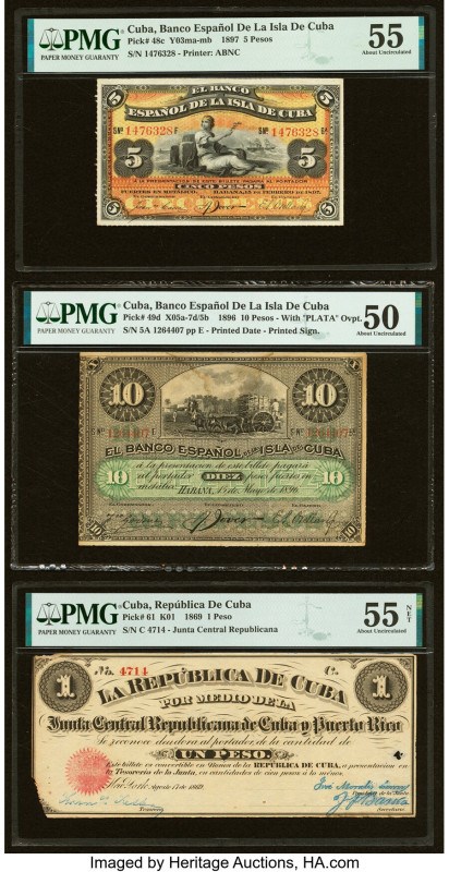 Cuba Banco Espanol De La Isla De Cuba (2); Republica De Cuba 5; 10; 1 Pesos 15.2...