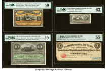 Cuba Banco Espanol and Junta Central Republicana Group Lot of 4 Examples PMG Choice Uncirculated 63; About Uncirculated 55 Net; Extremely Fine 40; Ver...
