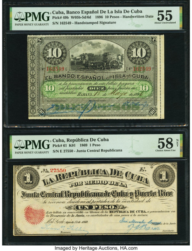 Cuba Banco Espanol De La Isla De Cuba; Republica De Cuba 10; 1 Pesos 15.5.1896; ...