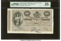Cuba Banco Espanol De La Isla De Cuba 1000 Pesos 15.5.1896 Pick 51B PMG Choice Very Fine 35. A splendid high denomination banknote, issued in small nu...