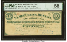 Cuba Republica de Cuba 10 Pesos 17.8.1869 Pick 63 PMG About Uncirculated 55. To finance the Ten Years War in Cuba, the Republican Central Committee of...