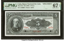 Cuba Banco Nacional de Cuba 5 Pesos ND (1905) Pick 67s Specimen PMG Superb Gem Unc 67 EPQ. Notes from the Banco Nacional de Cuba are incredibly rare, ...