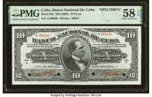 Cuba Banco Nacional de Cuba 10 Pesos ND (1905) Pick 68s Specimen PMG Choice About Unc 58 EPQ. We have had the opportunity to auction this denomination...