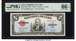 Cuba Republica de Cuba 1 Peso 1948 Pick 69g PMG Gem Uncirculated 66 EPQ. 

HID09801242017

© 2022 Heritage Auctions | All Rights Reserved