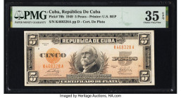 Cuba Republica de Cuba 5 Pesos 1949 Pick 70h PMG Choice Very Fine 35 EPQ. 

HID09801242017

© 2022 Heritage Auctions | All Rights Reserved