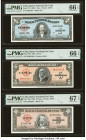 Cuba Banco Nacional de Cuba 1; 5; 10 Peso 1960 (2); 1950 Pick 77b; 78b; 79b Three Examples PMG Gem Uncirculated 66 EPQ (2); Superb Gem Unc 67 EPQ. 

H...