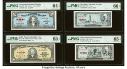 Cuba Banco Nacional de Cuba Group Lot of 8 Examples PMG Superb Gem Unc 67 EPQ; Gem Uncirculated 66 EPQ (2); Gem Uncirculated 65 EPQ (2); Choice Uncirc...