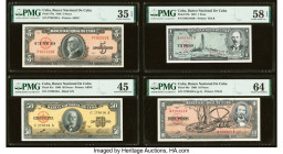 Cuba Banco Nacional de Cuba Group Lot of 7 Examples PMG Superb Gem Unc 67 EPQ; Gem Uncirculated 66 EPQ S; Choice Uncirculated 64; Choice About Unc 58 ...