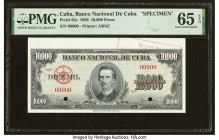 Cuba Banco Nacional de Cuba 10,000 Pesos 1950 Pick 85s Specimen PMG Gem Uncirculated 65 EPQ. At the time of cataloging, PMG has only graded Specimens ...