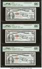 Cuba Banco Nacional de Cuba 1 Peso 28.1.1953 Pick 86a Three Consecutive Commemorative Examples PMG Gem Uncirculated 66 EPQ (3). 

HID09801242017

© 20...