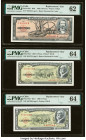 Cuba Banco Nacional de Cuba 10; 5 (2) Pesos 1960 (2); 1958 Pick 88c*; 91a*; 91c* Three Replacement Examples PMG Uncirculated 62; Choice Uncirculated 6...