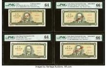 Cuba Banco Nacional de Cuba Group Lot of 13 Examples PMG Superb Gem Unc 67 EPQ (2); Gem Uncirculated 66 EPQ (7); Gem Uncirculated 65 EPQ; Choice Uncir...