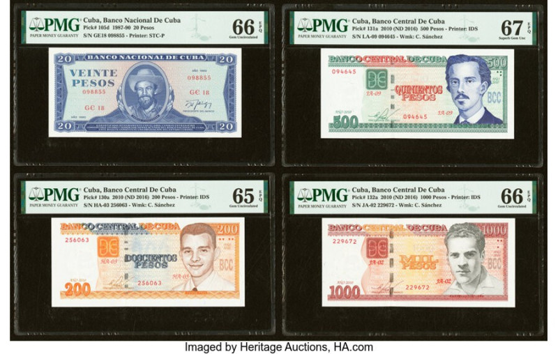 Cuba Banco Nacional de Cuba Group Lot of 4 Examples PMG Superb Gem Unc 67 EPQ; G...