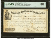 Cuba Junta Central Republicana de Cuba y Puerto Rico 200 Pesos 14.6.1869 Pick Unlisted Bond Note PMG Very Fine 30 Net. This excellent and rare promiss...