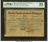 Cuba Illustre Ayuntamiento de Matanzas Bond 10 Pesos Oro 30.6.1880 Pick Unlisted PMG Choice Very Fine 35. Good paper quality and colors are seen on th...