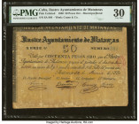 Cuba Illustre Ayuntamiento de Matanzas Bond 50 Pesos Oro 30.6.1880 Pick Unlisted PMG Very Fine 30. A large format bond, rarely if ever encountered. So...