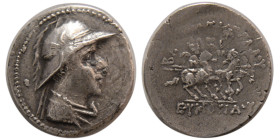 BAKTRIAN KINGS, Eukratides I. 171-145 BC. AR drachm