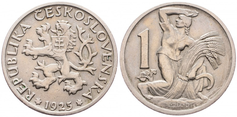 Czechoslovakia, 1 Koruna 1925 Czechoslovakia, 1 Koruna 1925, KM# 4; VF+

Grade...