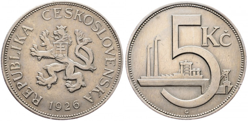 Czechoslovakia, 5 Koruna 1926 Czechoslovakia, 5 Koruna 1926, KM# 10|Toned; EF
...