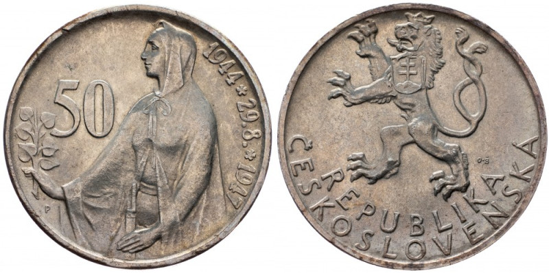 Czechoslovakia, 50 Koruna 1947 Czechoslovakia, 50 Koruna 1947, Ag, KM# 24|Toned;...