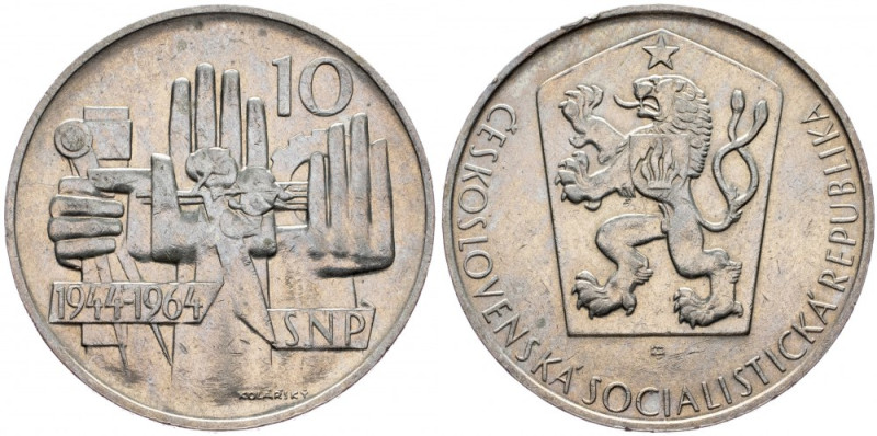 Czechoslovakia, 10 Koruna 1964 Czechoslovakia, 10 Koruna 1964, Ag, KM# 56|Toned;...