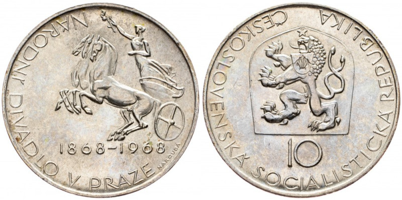 Czechoslovakia, 10 Koruna 1968 Czechoslovakia, 10 Koruna 1968, Ag, KM# 63|Toned;...