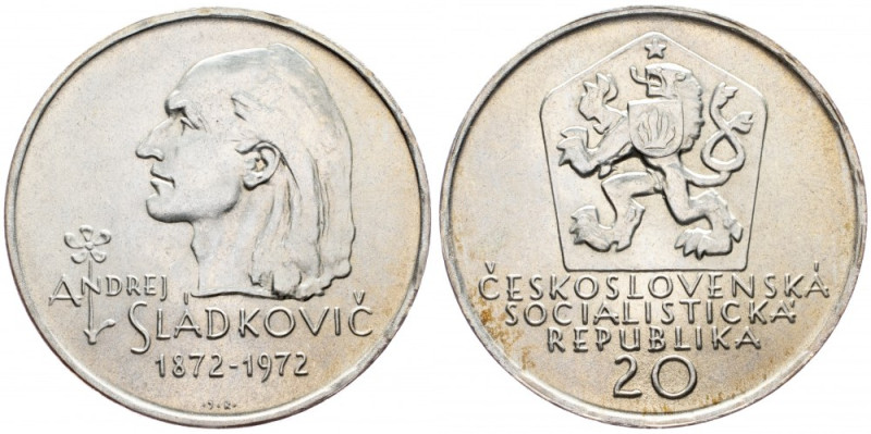 Czechoslovakia, 20 Koruna 1972 Czechoslovakia, 20 Koruna 1972, Ag, KM# 76|Toned;...