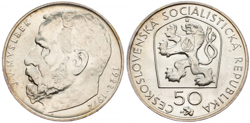 Czechoslovakia, 50 koruna 1972 Czechoslovakia, 50 koruna 1972, Ag, KM# 77|Toned;...
