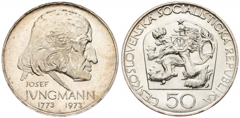 Czechoslovakia, 50 koruna 1973 Czechoslovakia, 50 koruna 1973, Ag, KM# 79|Toned;...
