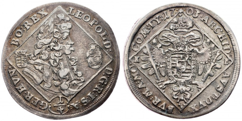 Leopold I., 1/4 Thaler 1703, Kremnitz Leopold I., 1/4 Thaler 1703, Kremnitz, 6,9...