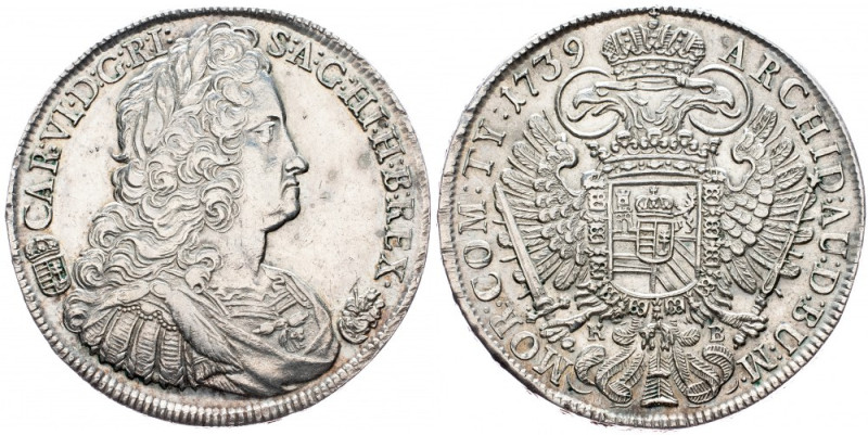 Charles VI., Thaler 1739, Kremnitz Charles VI., Thaler 1739, Kremnitz, 28,785 g,...