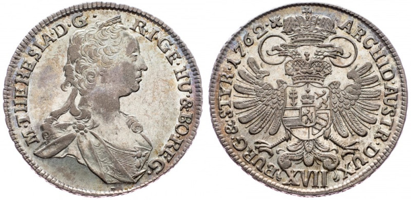 Maria Tsia, 17 Kreuzer 1762, Graz Maria Tsia, 17 Kreuzer 1762, Graz, 6,074 g, Ag...