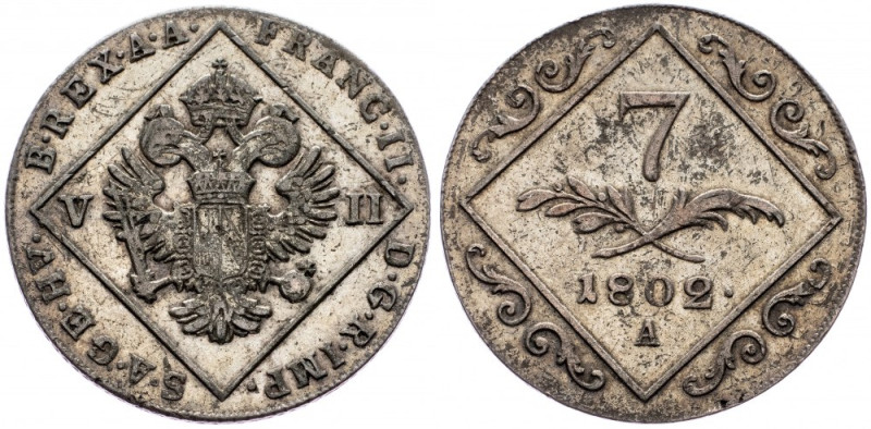 Franz II. (I.), 7 Kreuzer 1802, Vienna Franz II. (I.), 7 Kreuzer 1802, Vienna, 4...