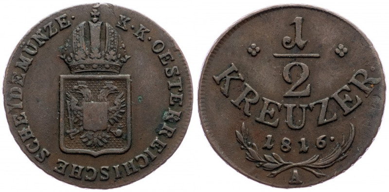 Franz II. (I.), 1/2 Kreuzer 1816, Vienna Franz II. (I.), 1/2 Kreuzer 1816, Vienn...