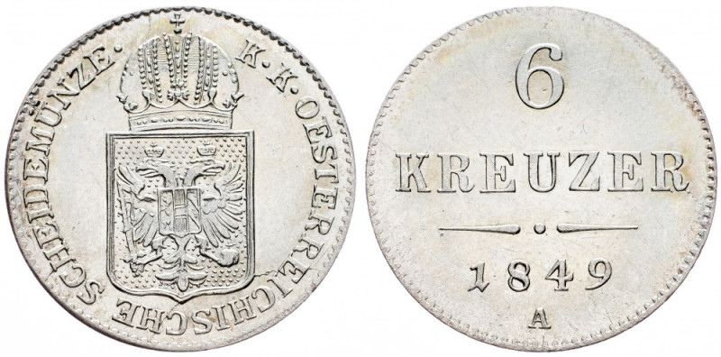 Franz Joseph I., 6 Kreuzer 1849, Vienna Franz Joseph I., 6 Kreuzer 1849, Vienna,...