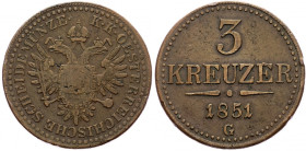 Franz Joseph I., 3 Kreuzer 1851, Nagybanya