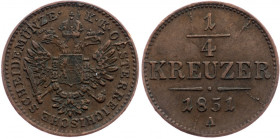 Franz Joseph I., 1/4 Kreuzer 1851, Vienna