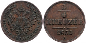 Franz Joseph I., 1/4 Kreuzer 1851, Vienna