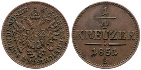 Franz Joseph I., 1/4 Kreuzer 1851, Kremnitz