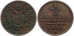 Franz Joseph I., 1/2 Kreuzer 1851, Kremnitz