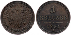 Franz Joseph I., 1 Kreuzer 1851, Vienna