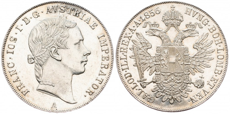 Franz Joseph I., Thaler 1856, Vienna Franz Joseph I., Thaler 1856, Vienna, Ag, K...