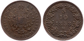 Franz Joseph I., 1/2 Kreuzer 1858, Milan