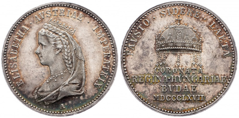 Franz Joseph I., Jeton 1867 Franz Joseph I., Jeton 1867, 5,473 g, Ag|Coronation ...